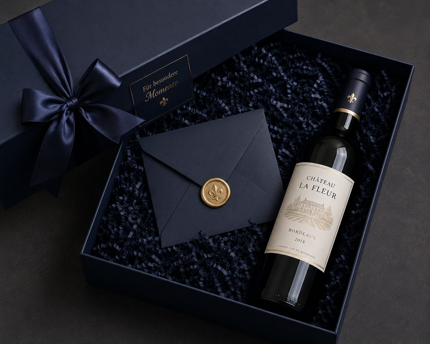 Coffret cadeau raffiné avec vin rouge